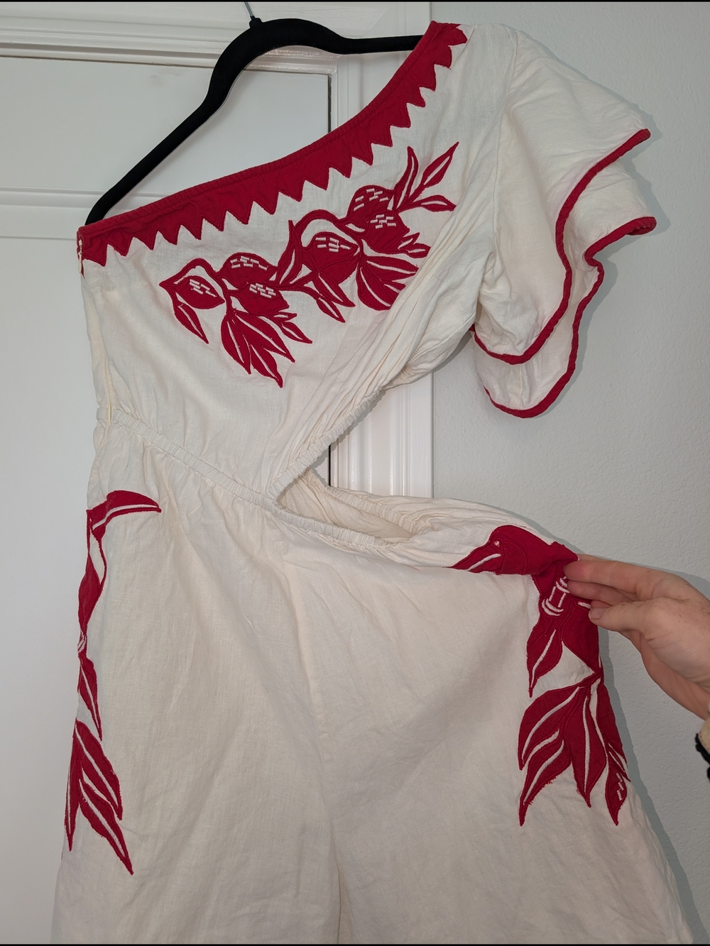 FARM Rio White Romper with Red Embroidered Trim - Picture 5 of 7